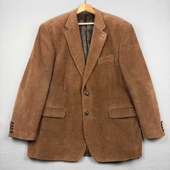 Lauren Ralph Lauren Other - Lauren Ralph Lauren Mens 44R Brown Corduroy Blazer Paisley Lined Leather Buttons